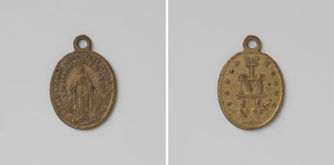 Mirakulous medal, devotional medal dedicated to the Immaculate Conception of the Virgin Mary and the devotion to the Sacred Hearts of Christ and Mary, made on the occasion of the apparition, anonymous, 1830 Canvas Print