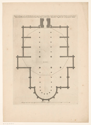 Floor plans of the Oude Kerk with outline of the design for a dome church on the Botermarkt in Amsterdam, Daniël Stopendaal (possibly), c. 1700 - 1705 Canvas Print