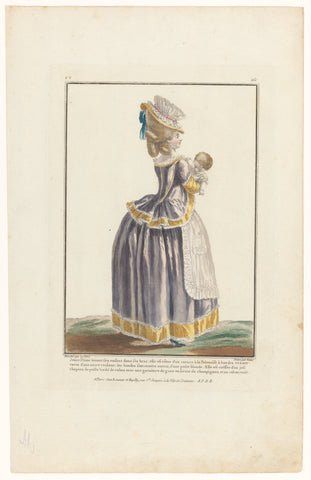 Gallerie des Modes et Costumes Français, 1779, cc 160 : Jeune dame holding her child (...), Charles Emmanuel Patas, 1782 Canvas Print