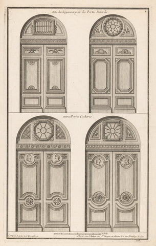 Four semicircular gates with upper windows, Jean François de Neufforge, 1760 Canvas Print