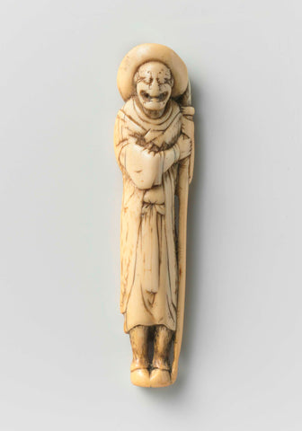 Netsuke in the form of a standing foreigner with halberd, anonymous, c. 1700 - c. 1800 Canvas Print