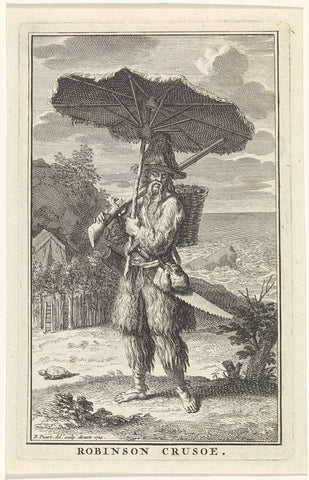 Robinson Crusoe, Bernard Picart (workshop of), 1720 Canvas Print