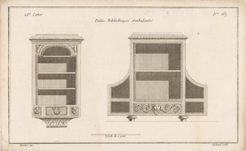 Two bookcases with floral motifs and lion's head, Jean-Baptiste Bichard, 1772 - 1779 Canvas Print