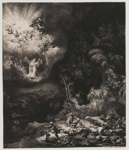 The Annunciation to the Shepherds, Rembrandt van Rijn, 1634 Canvas Print