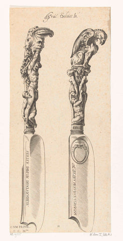 Two knives, Aegidius Sadeler, c. 1580 - 1605 Canvas Print