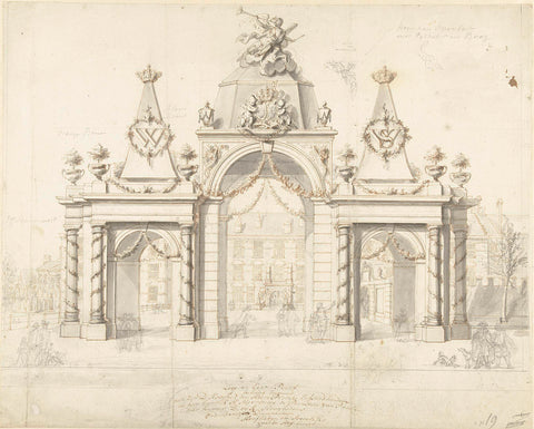 Gate of honour at the Buitenhof for the entry of Willem V and Wilhelmina van Prussia, 1767, Dirk van der Aa, 1768 Canvas Print