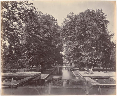 Men in the Garden Shalimar Bagh at Srinagar, Samuel Bourne, 1864 Canvas Print