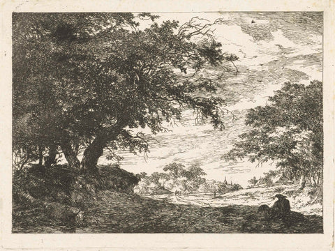 Road to village with resting man, Hermanus of Brussels, c. 1800 - in or before 1815 Canvas Print