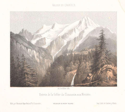 View of Chamonix with the glacier Mer-de-Glace and the Aiguille du Dru, Ad. Cuvillier, 1858 Canvas Print