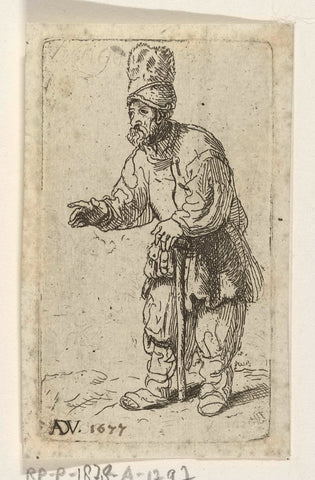 Beggar with a high hat, Anthony de Vos, 1677 Canvas Print