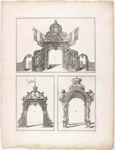 Erepoorten I-III te Den Haag, 1747, Albertus Frese (de Jonge) (attributed to), 1766 Canvas Print