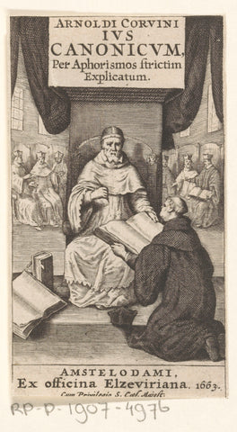 Man presents book to pope, anonymous, 1663 Canvas Print