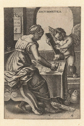 Arithmetic, Georg Pencz, 1539 - 1543 Canvas Print