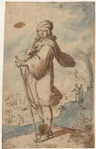 Standing Figure with a Turban, Seen from the Side, Pieter Lastman, 1603 Canvas Print