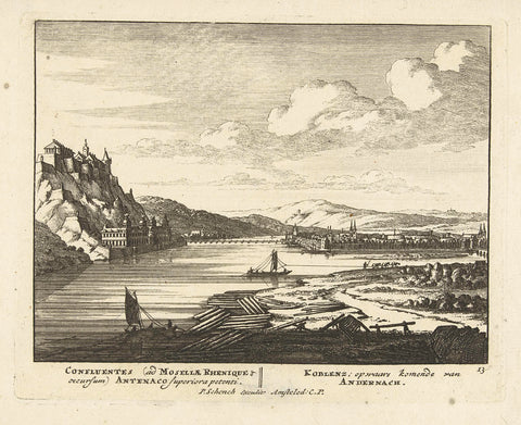 Houthaven near Koblenz aan de Rijn, Jan van Call (I), 1694 - 1697 Canvas Print