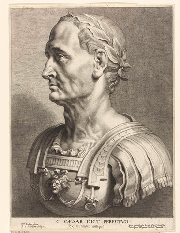 Classical marble bust of Emperor Julius Caesar, Boetius Adamsz. Bolswert, 1590 – 1633 Canvas Print