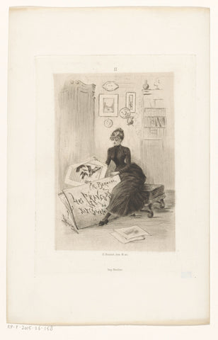 Woman gets a print from a portfolio, Henri Boutet, 1885 Canvas Print