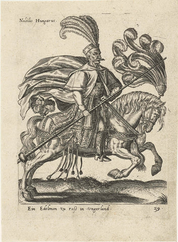 Hungarian nobleman on horseback, Abraham de Bruyn (attributed to), 1577 Canvas Print