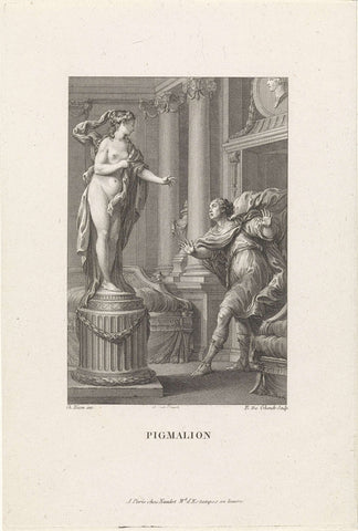 Pygmalion sees the statue come to life, Emmanuel Jean Nepomucene de Ghendt, 1748 - 1815 Canvas Print