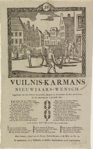 New Year's wish of the garbage men of Amsterdam for the year 1826, anonymous, 1825 - 1826 Canvas Print