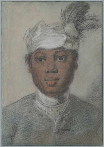 Head of a black young man with turban with feathers, Cornelis Troost, 1747 Canvas Print