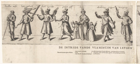 Optocht door de Vlaamse rederijkerskamer De Orange Lelie / De Witte Lelie uit Leiden (third part), 1607, anonymous, 1607 Canvas Print