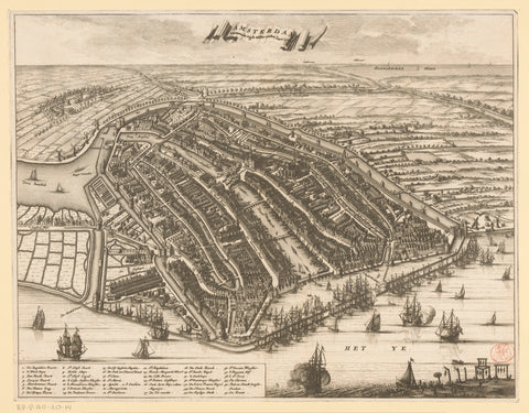 Map of Amsterdam, 1500, anonymous, 1693 - 1726 Canvas Print