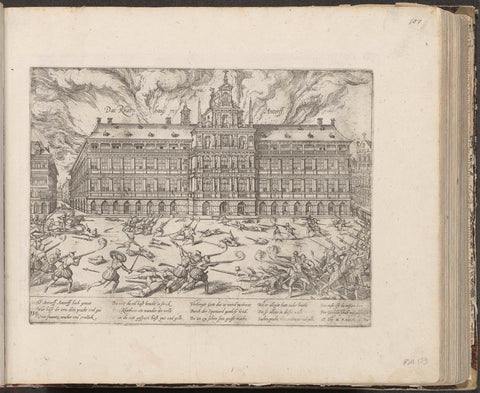 Spaanse Furie: stadhuis in brand, 1576, Frans Hogenberg, 1576 - c. 1579 Canvas Print