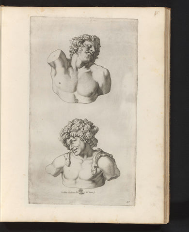 Two sculptures of a faun, Michel Natalis, 1636 - 1647 Canvas Print