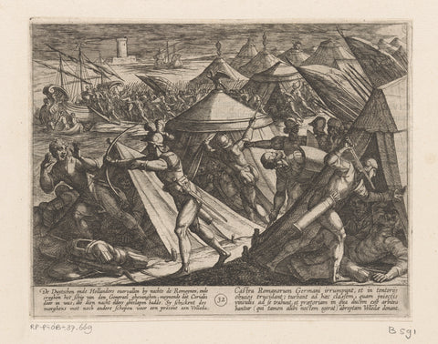 Dutch and Germans attack the Roman camp and conquer the boat of Cerialis, Antonio Tempesta, 1611 - 1612 Canvas Print