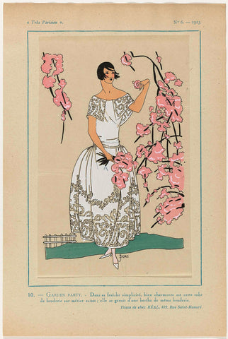 Très Parisien, 1923, No. 6: 10. -GARDEN PARTY. - Dans sa fraîche..., J. Dory, 1923 Canvas Print