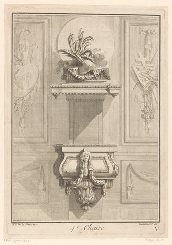 Pulpit with laurel wreaths and branches, unknown, Jean-François Daumont, 1745 - 1755 Canvas Print