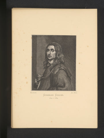 Reproduction of an engraving of a portrait of Gonzales Coques by Paulus Pontius, Joseph Maes, c. 1872 - in or before 1877 Canvas Print