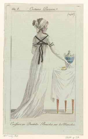 Journal des Dames et des Modes, Costume Parisien, 22 sept. 1800, Year 8 (246) : Coeffure en dentell (...), anonymous, 1800 Canvas Print