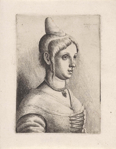 Portret van een jonge vrouw met een kegelvormig hoedje, Wenceslaus Hollar, 1645 Canvas Print