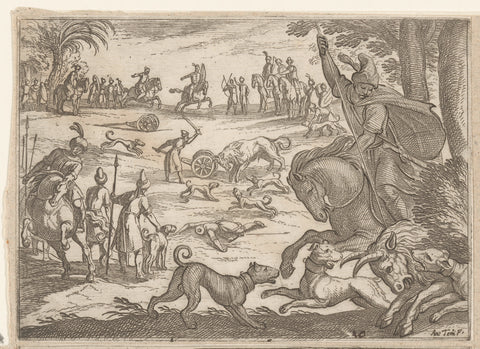 Hunting wild bulls, Antonio Tempesta, 1598 Canvas Print