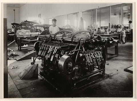 Folding machine in the printing works, T. Kaneo, 1921 Canvas Print