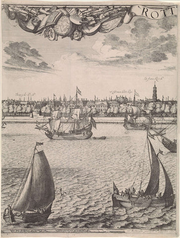 View of Rotterdam (third part), Joost van Geel, after 1666 - 1698 Canvas Print