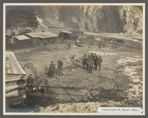 Army camp of Alpine hunters in the Dolomites, presumably Italians, Henri de Rothschild (attributed to), 1916 Canvas Print