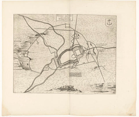 Map of Lingen with the fortifications, 1597, anonymous, 1647 - 1649 Canvas Print