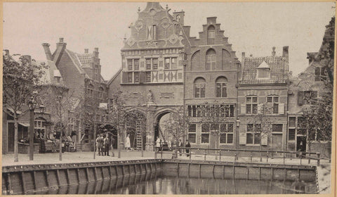 Row replicas of old Dutch facades during world exhibition for the Hotel and Travel Industry on the Museumplein in 1895, Guy de Coral &Co., 1895 Canvas Print