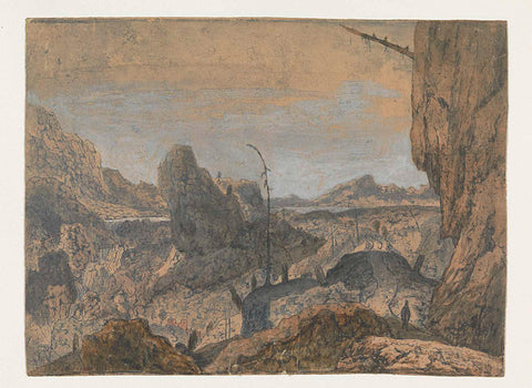 Rocky Landscape with a Man Walking to the Right, First Version, Hercules Segers, 1625 - 1630 Canvas Print