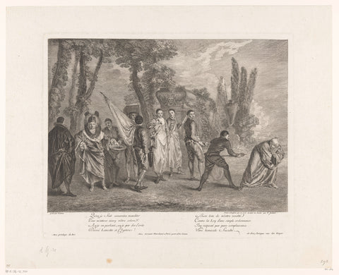 Sick man trying to escape a group of doctors, Anne Claude Philippe Caylus, c. 1727 Canvas Print