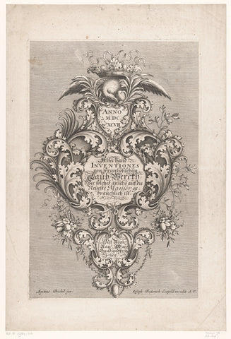 Cartouches met ranken, anonymous, 1697 Canvas Print