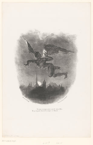 Mephisto flies over the city, Eugène Delacroix, 1828 Canvas Print