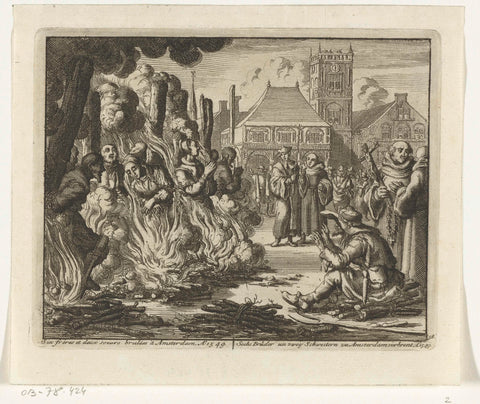 Eight Mennonites burned in Amsterdam, 1549, Jan Luyken, 1683- 1685 Canvas Print