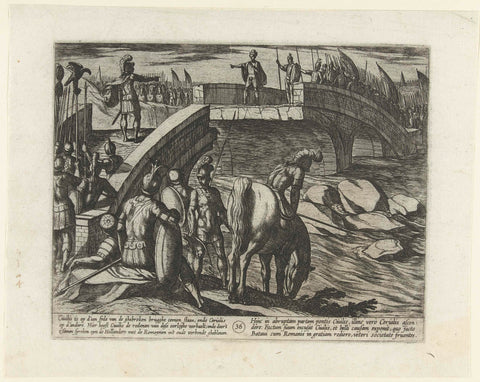 Civilis and Cerialis Negotiate on the Broken Bridge, 69-70, Antonio Tempesta, 1612 Canvas Print