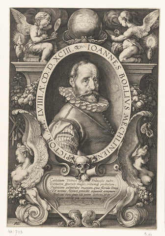 Portrait Hans Bol, Hendrick Goltzius, 1593 Canvas Print