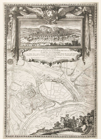 Map of the city of Namur with the castle, besieged and taken by the French army, 1692, Pierre Lepautre, 1692 - 1699 Canvas Print