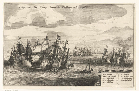 Battle of Dungeness between the State fleet under Tromp and the English fleet under Blake, 1652, anonymous, 1652 - 1653 Canvas Print